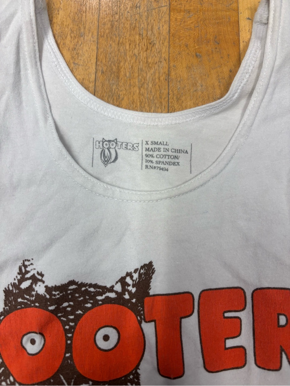 Hooters White Tank Top with Orange Logo stretchy